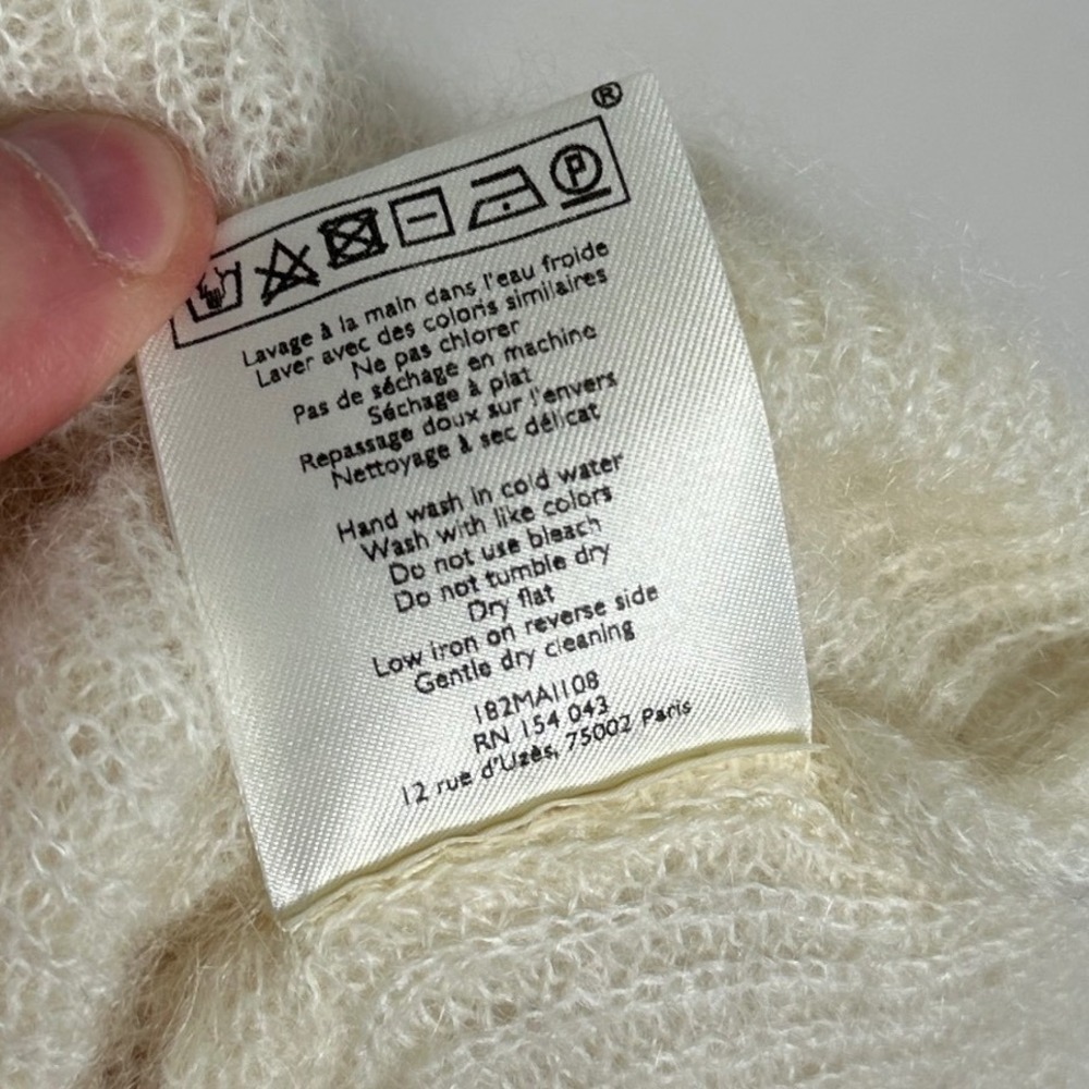 Sezane Gaspard Kid Mohair Alpaca Reversible Knit Sweater Ecru Cream Size Large - Picture 9 of 16